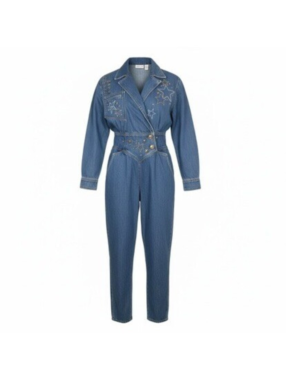 Vintage Styles To Go Star Embellished Denim Jumpsuit
